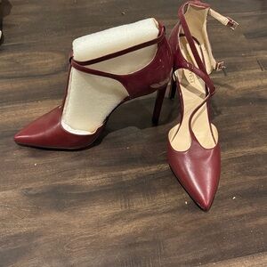 Nine West Burgundy Strappy Heels